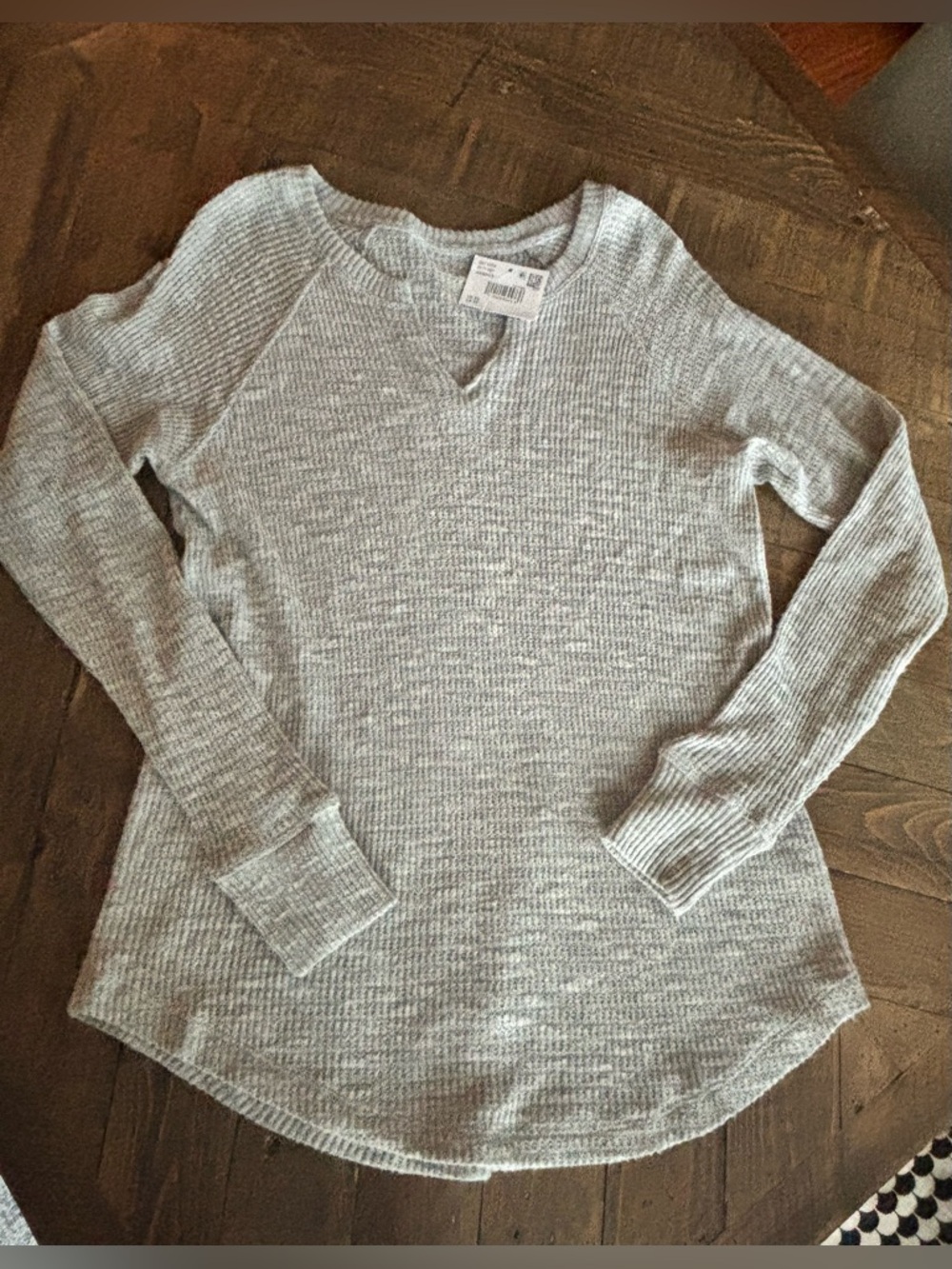 American Eagle Gray Waffle Knit Long Sleeve Top-NWT